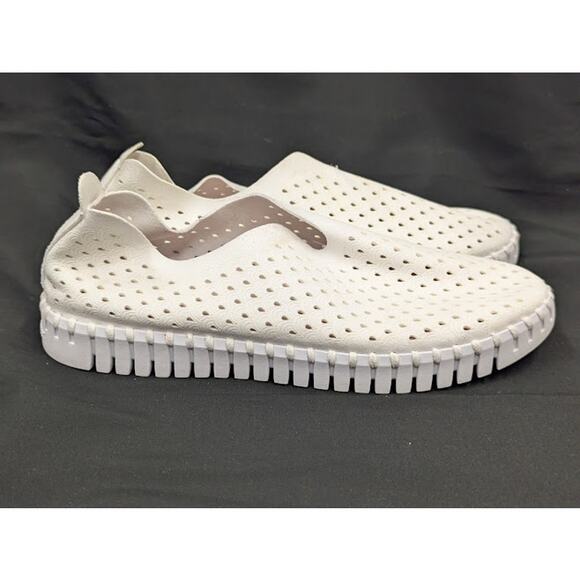 ILSE JACOBSEN Perforated Platform Tulip Slip On Shoes White Size 38 US 7.5 - Picture 4 of 10